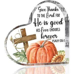 Church Jesus Decor Autumn Pumpkin Thanksgiving Decorations Heart Acrylic Sign